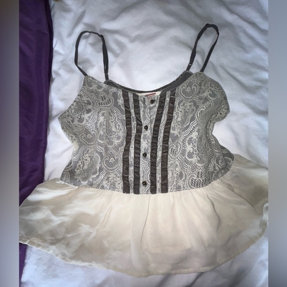 Lace Tank with Sheer Midriff